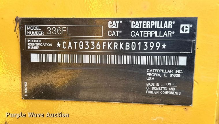 image for item DL7869 2016 Caterpillar 336FL excavator