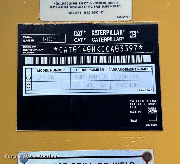 image for item DL7874 2007 Caterpillar 140H VHP Plus motor grader