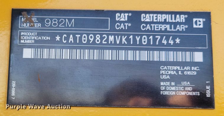 image for item DL7897 2018 Caterpillar 982M wheel loader