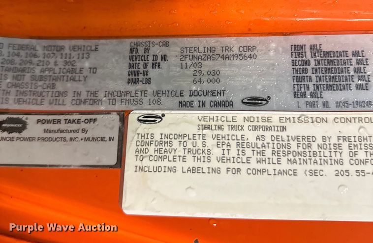 image for item DL7906 2004 Sterling LT9500 semi truck