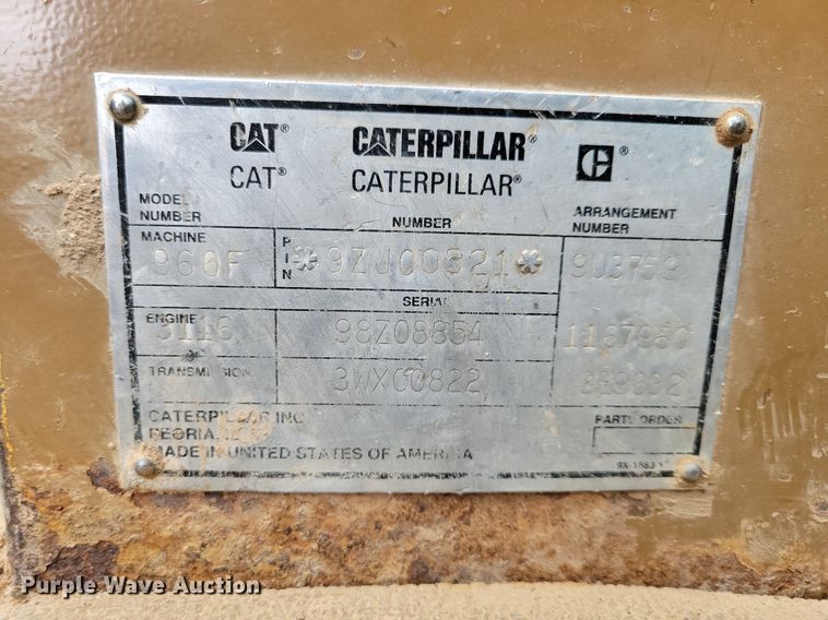 image for item DL7907 1995 Caterpillar 960F wheel loader