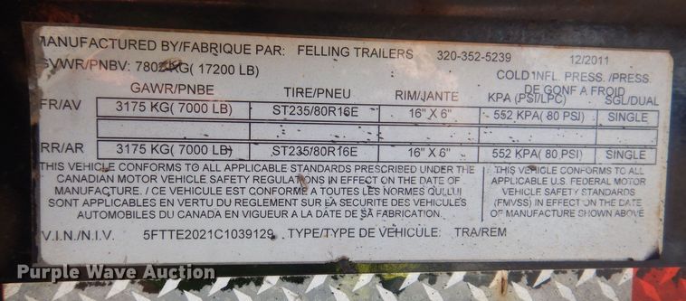 image for item DL7945 2012 Felling equipment trailer