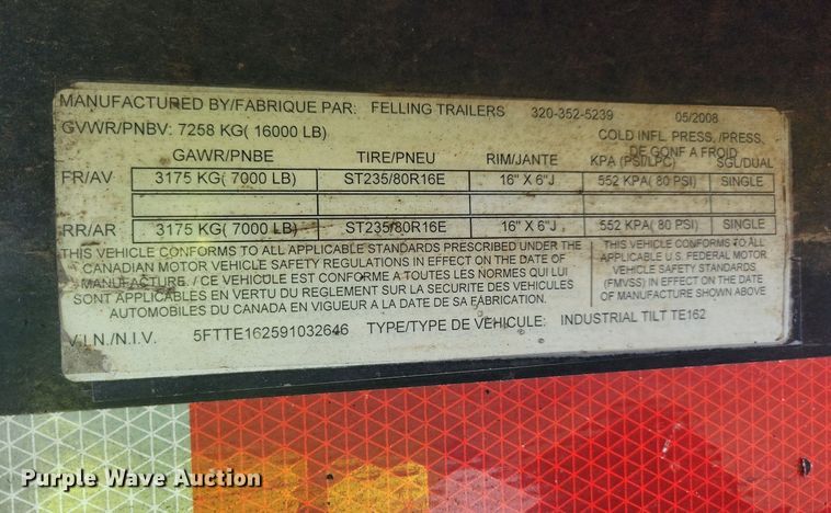 image for item DL7955 2009 Felling FT14IT tilt deck equipment trailer