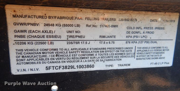 image for item DL7961 2020 Felling FT-45-2LP equipment trailer