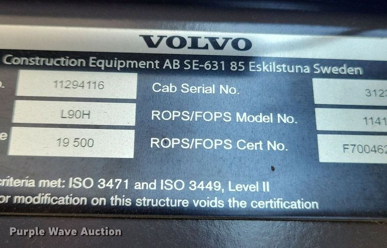 image for item DL7964 2022 Volvo L90H wheel loader