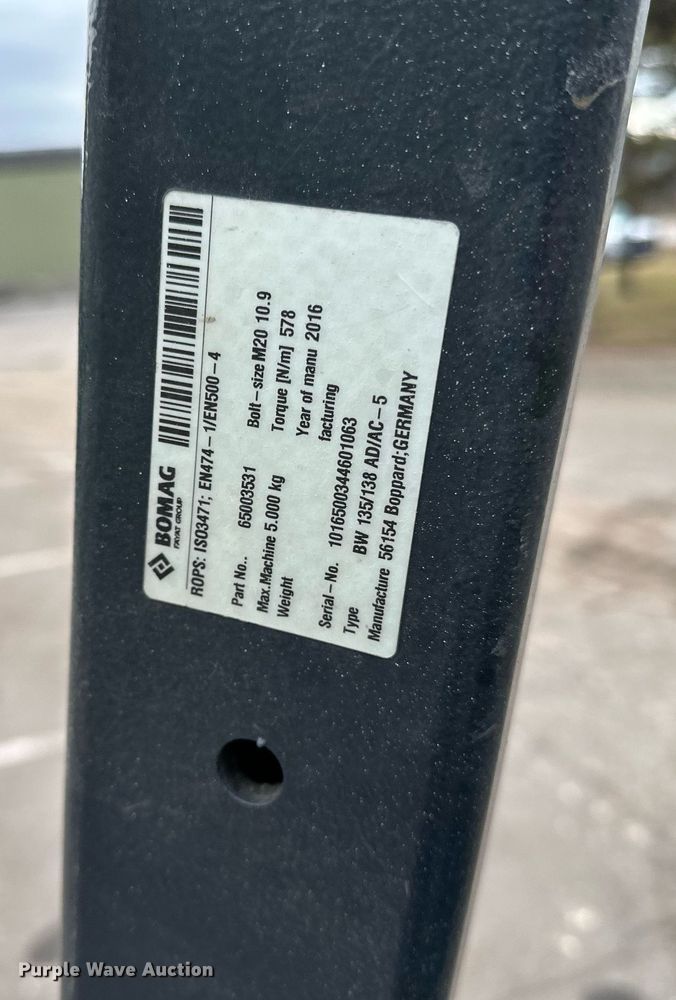 image for item DO3180 2016 Bomag BW138 AD-5 double drum vibratory roller