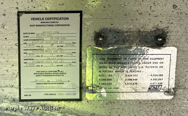 image for item DO3198 1995 East end dump trailer