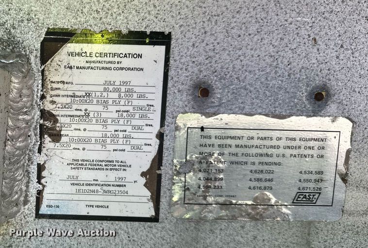 image for item DO3199 1998 East end dump trailer