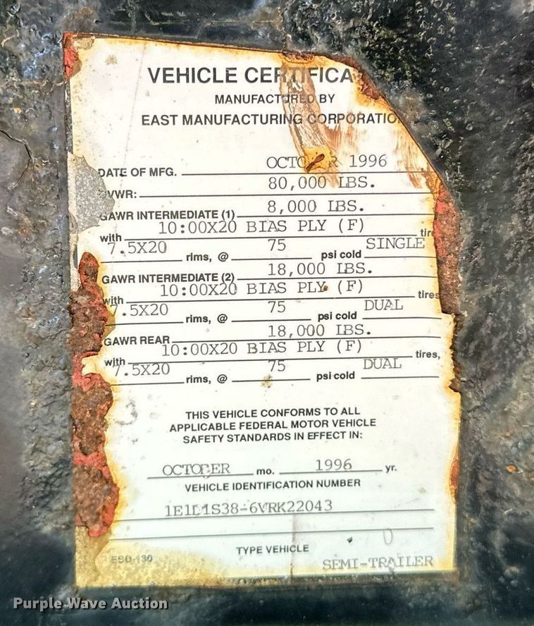 image for item DO3200 1997 East end dump trailer