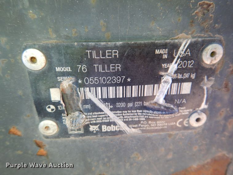 image for item DO3225 2012 Bobcat  76 Tiller skid steer tiller