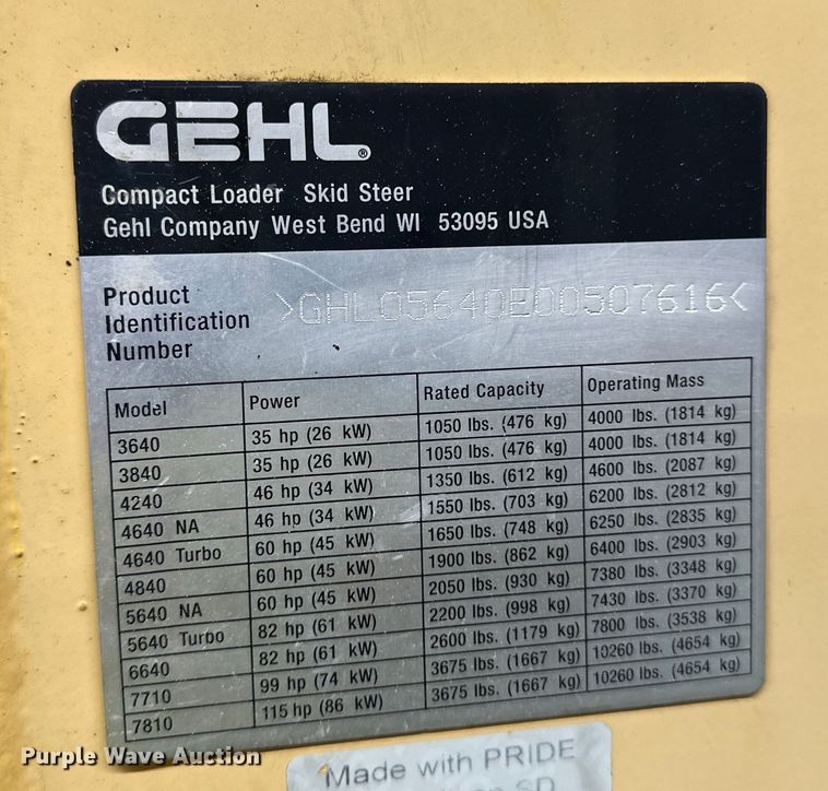 image for item DO3226 2008 Gehl 5640 skid steer loader