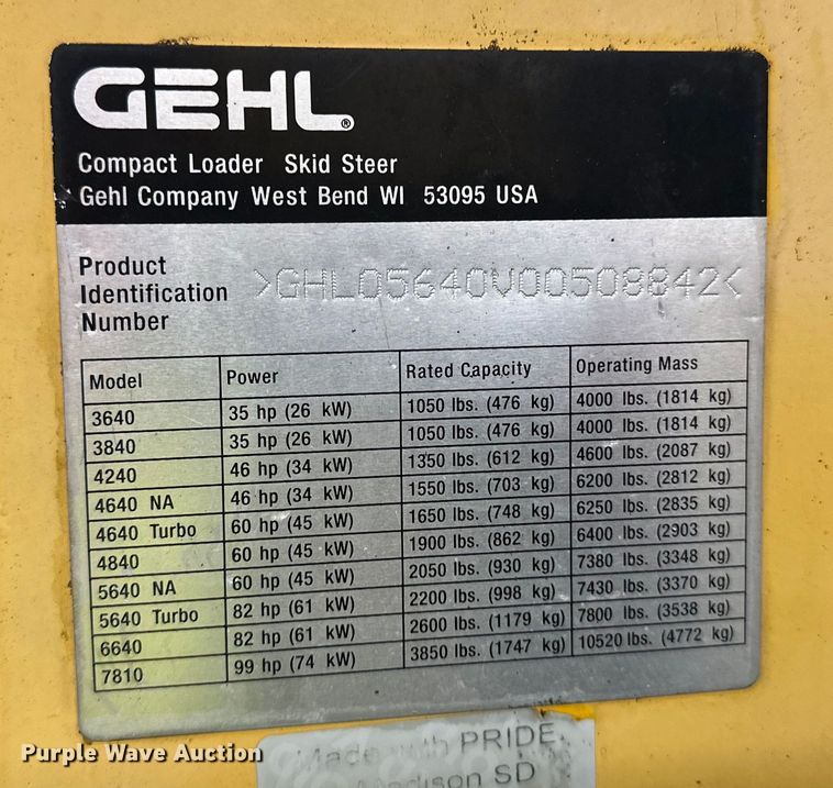 image for item DO3227 2007 Gehl 5640  skid steer loader