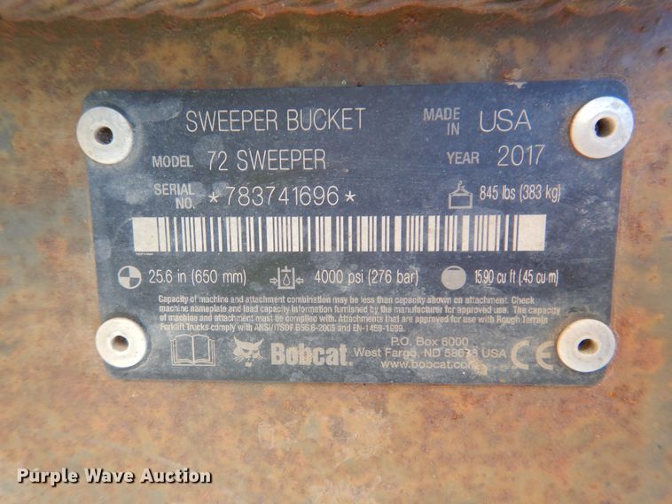 image for item DO3234 2017 Bobcat 72 Sweeper skid steer sweeper