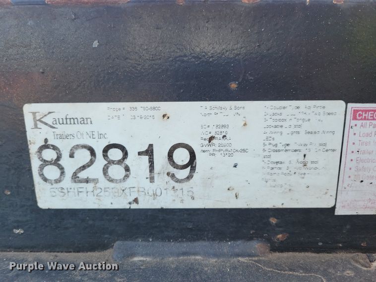 image for item DO3274 2015 Kaufman  equipment trailer