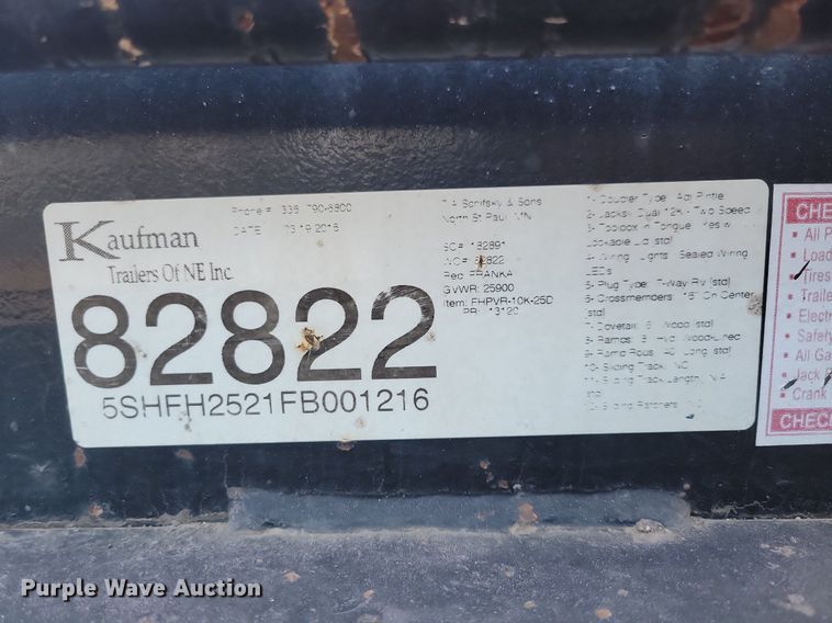 image for item DO3275 2015 Kaufman  equipment trailer