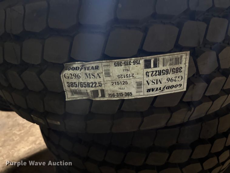 image for item DO3313 (4) Goodyear G296 MSA 385/65R22.5 tires