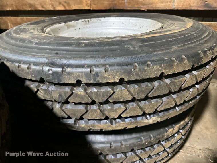 image for item DO3321 (2) 11R22.5 tires and wheels 