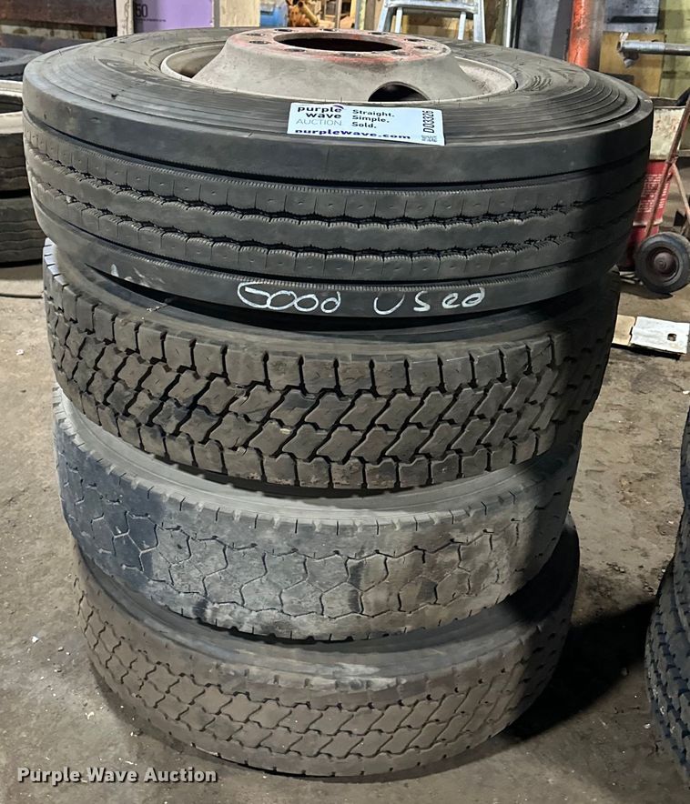 image for item DO3326 (4) 11R22.5 wheels and tires