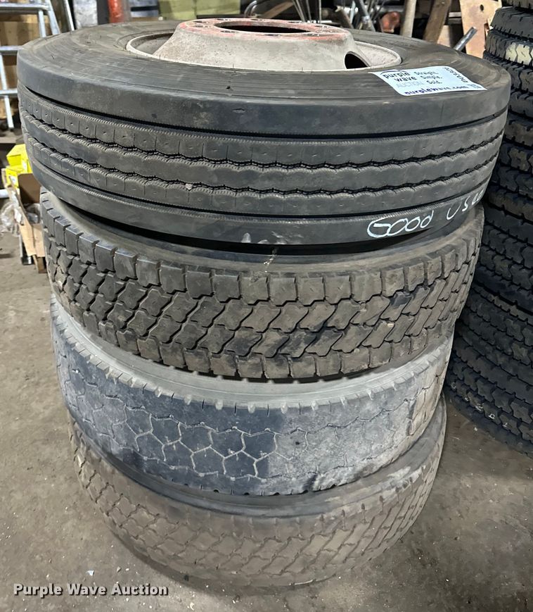 image for item DO3326 (4) 11R22.5 wheels and tires