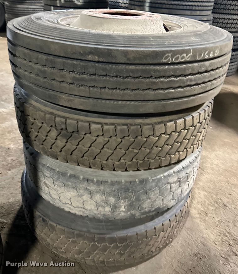 image for item DO3326 (4) 11R22.5 wheels and tires