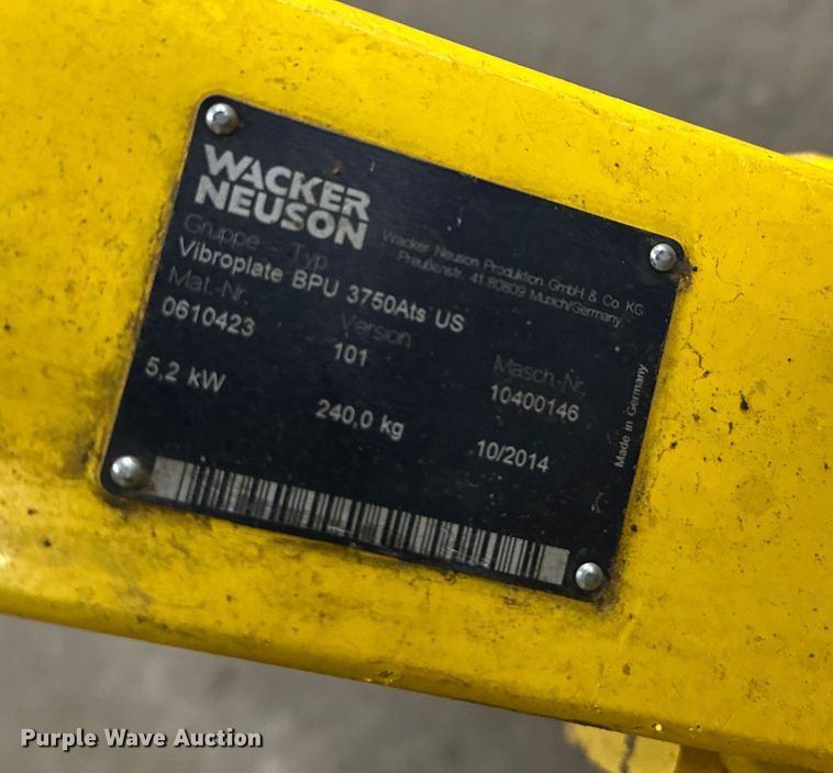 image for item DO3418 2014 Wacker BPU 3750 ATS plate compactor