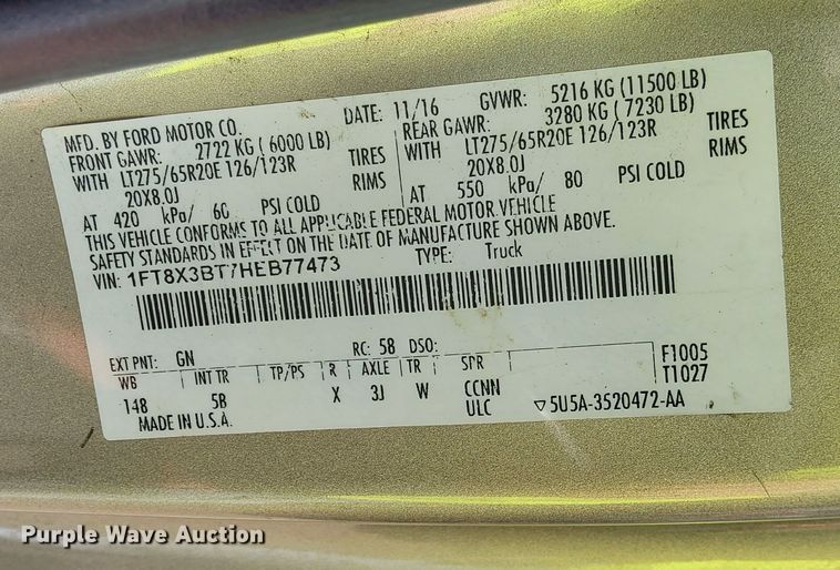 image for item DR4266 2017 Ford F350 Super Duty Lariat SuperCab pickup truck