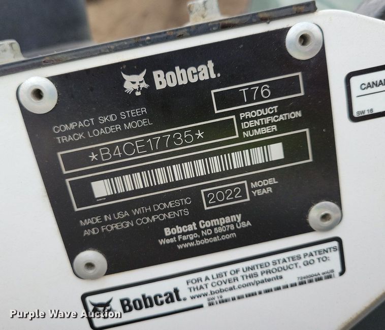 image for item DR4268 2022 Bobcat T76 tracked skid steer loader