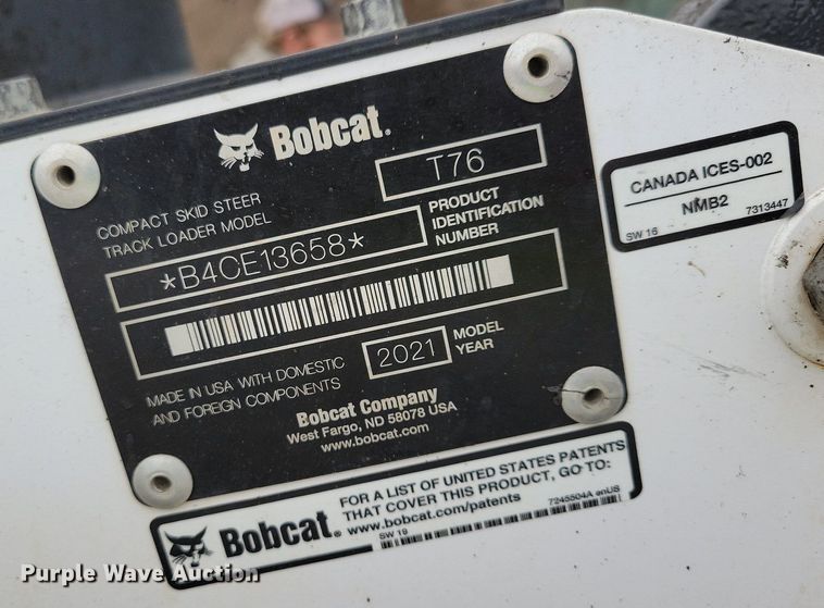 image for item DR4270 2021 Bobcat T76 tracked skid steer loader