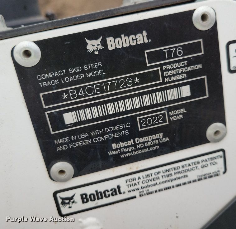 image for item DR4271 2022 Bobcat T76 tracked skid steer loader