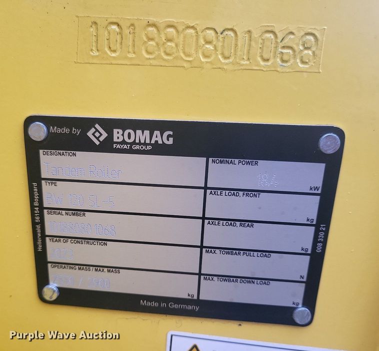 image for item DR4274 2023 Bomag  BW 120 SLC-5 double drum vibratory roller