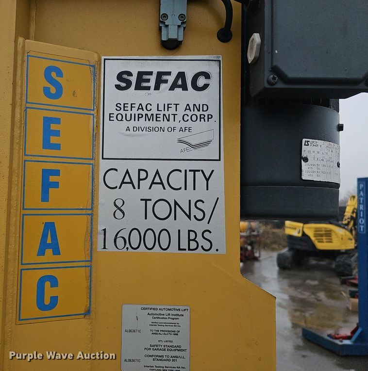 image for item DQ8662 2001 Sefac 1200M65  four post automotive lift