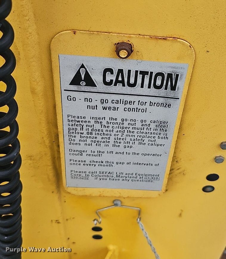 image for item DQ8662 2001 Sefac 1200M65  four post automotive lift