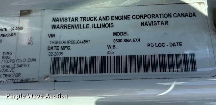 image for item DS0836 2009 International TranStar 8600 semi truck