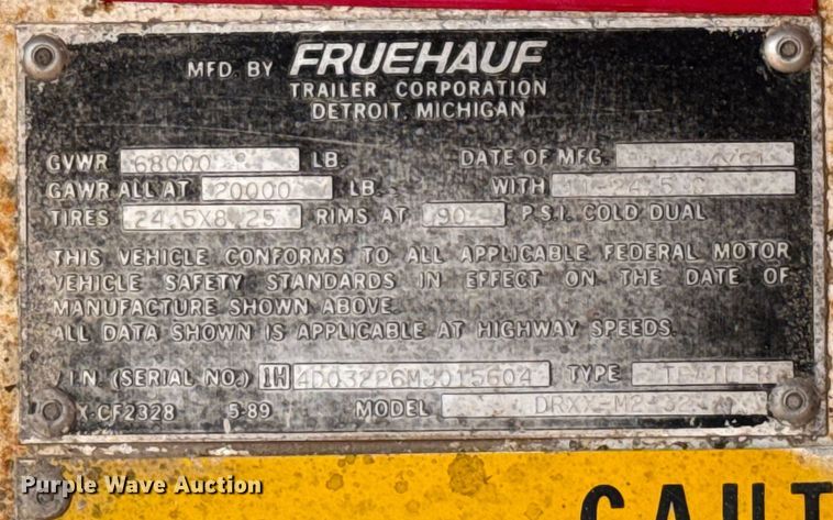 image for item EJ0335 1991 Fruehauf  DRXX-M2-32 end dump trailer
