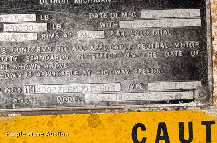 image for item EJ0335 1991 Fruehauf  DRXX-M2-32 end dump trailer