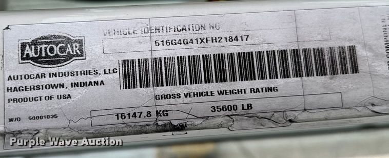 image for item EJ0348 2015 Autocar XSPotter yard truck