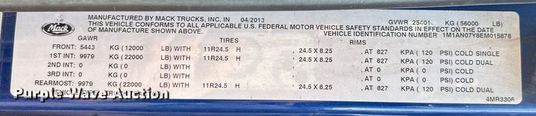 image for item EK4165 2014 Mack CHU613 semi truck