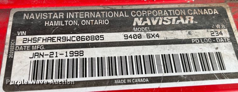 image for item LD9308 1998 International  9400 semi truck