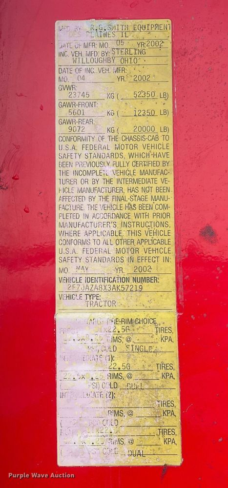 image for item LW9026 2003 Sterling  semi truck