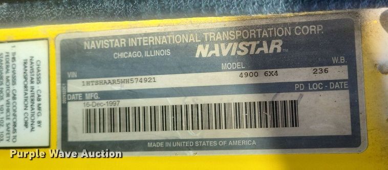 image for item MJ9037 1998 International 4900 truck cab and chassis