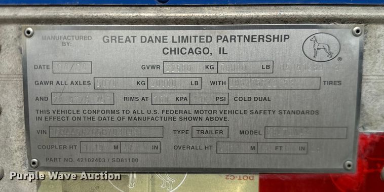 image for item NF9479 2005 Great Dane  dry van trailer