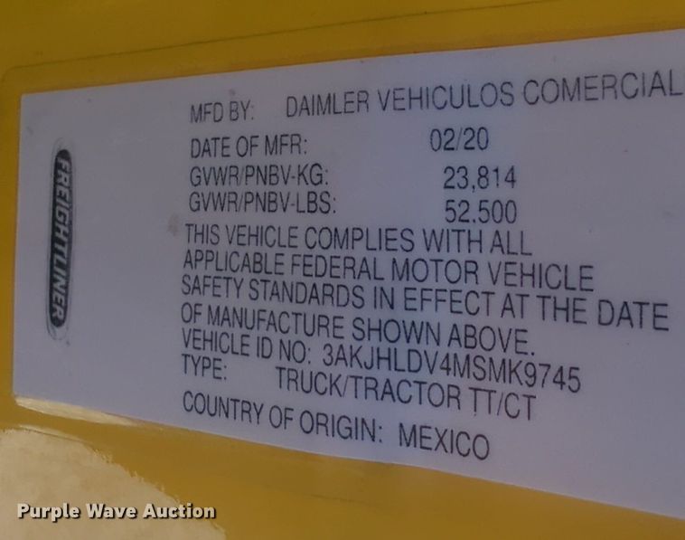 image for item NG9414 2021 Freightliner Cascadia 126 semi truck