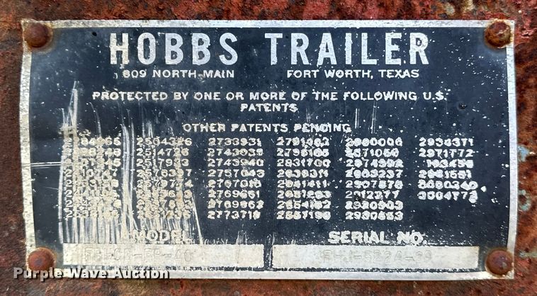 image for item OM9985 1968 Hobbs FBHCD-EP-40 flatbed trailer