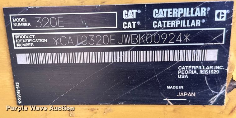 image for item DG0494 2012 Caterpillar 320E excavator