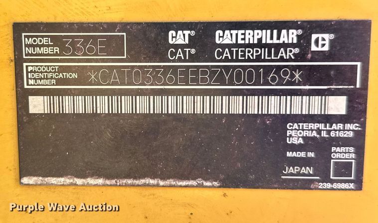 image for item DG0496 2011 Caterpillar 336EL excavator