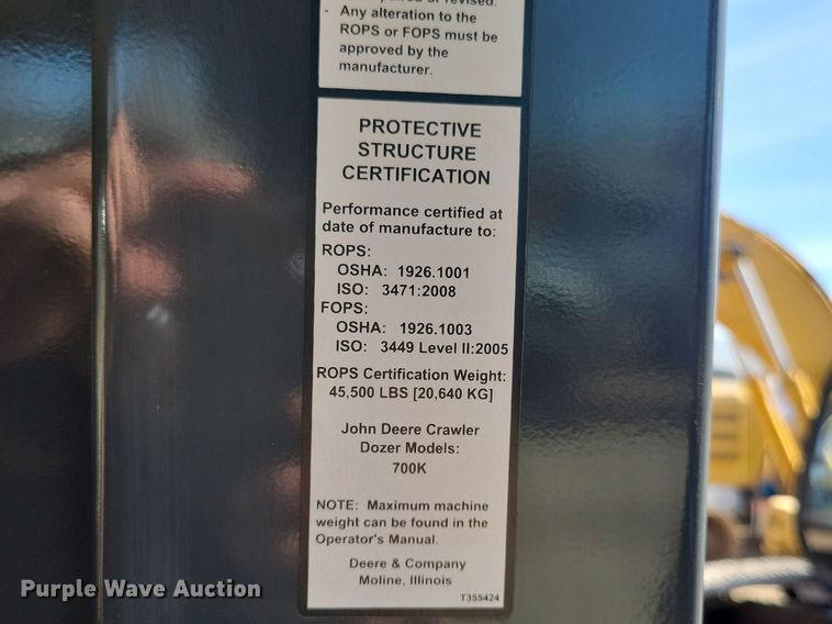 image for item DO3350 2018 John Deere 700K LGP dozer