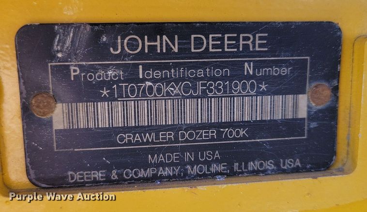 image for item DO3350 2018 John Deere 700K LGP dozer