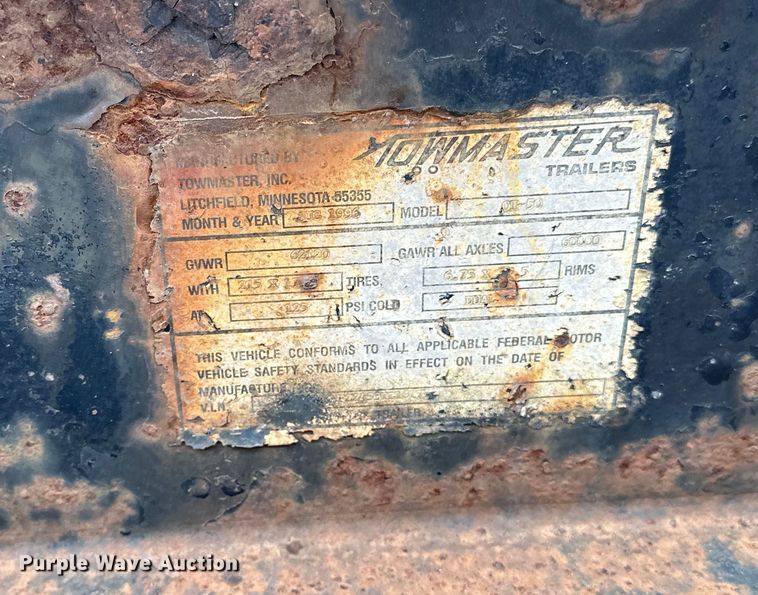 image for item DQ0597 1996 Towmaster OT50 equipment trailer