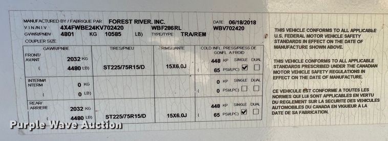 image for item DG4328 2019 Forrest River  Wildwood Heritage Glen LTZ camper