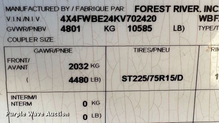 image for item DG4328 2019 Forrest River  Wildwood Heritage Glen LTZ camper